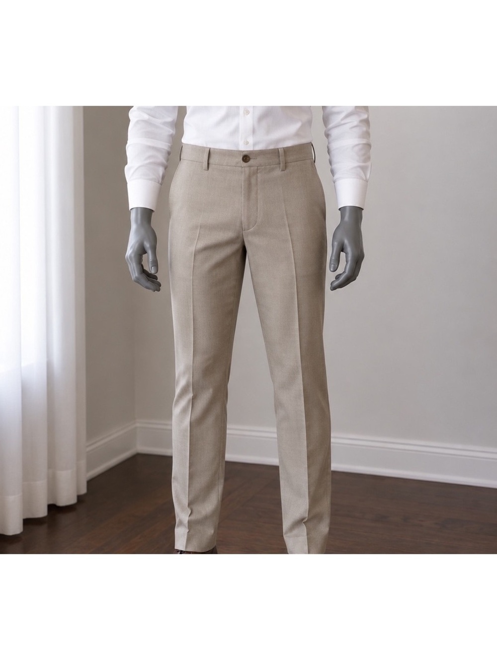 Lauren Ralph Lauren Mens Dress Pants 38x32 Tan Beige Flat Front Stretch Slacks